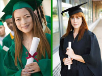 Graduation caps and gowns